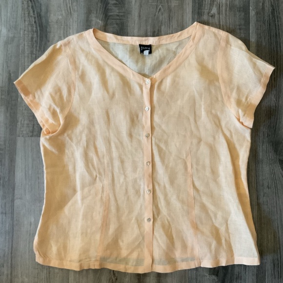 Eileen Fisher Tops - Eileen Fisher 100% Irish Linen Button Down Relaxed Fit Breathable Size M